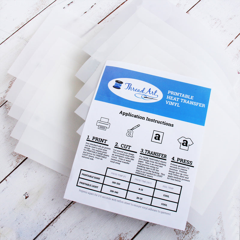 10 Inkjet Printable Heat Transfer Sheets for Light Colored Fabrics - 8.25"x11.75" Sheets - Threadart.com