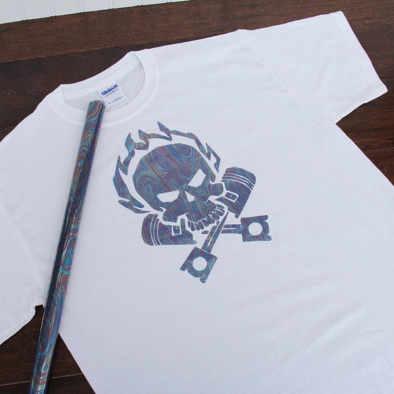 Rainbow Liquid Metallic Foil Heat Transfer Vinyl 20" Wide Sold By The Yard - Threadart.com