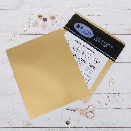 Gold Iron On Vinyl - Heat Transfer Pack of Sheets —
