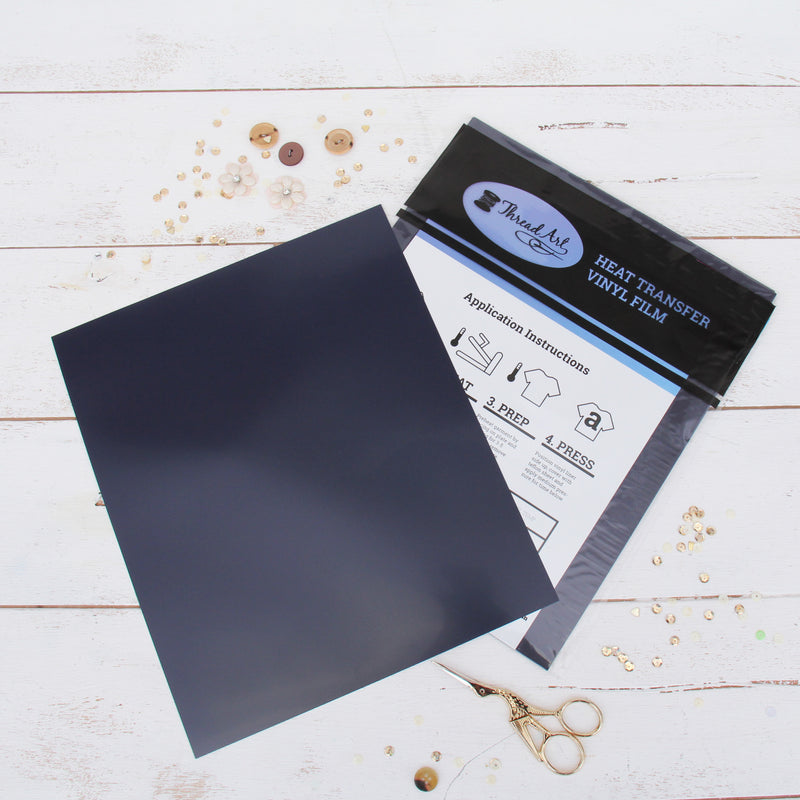 Navy Iron On Vinyl - Heat Transfer Pack of  Sheets - Threadart.com