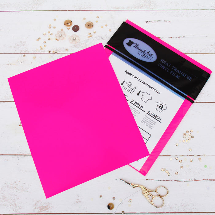 Neon Pink Iron On Vinyl - Heat Transfer Pack of Sheets