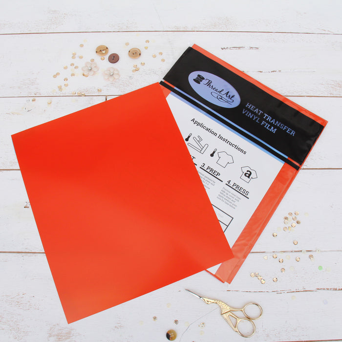 Orange Iron On Vinyl - Heat Transfer Pack of Sheets