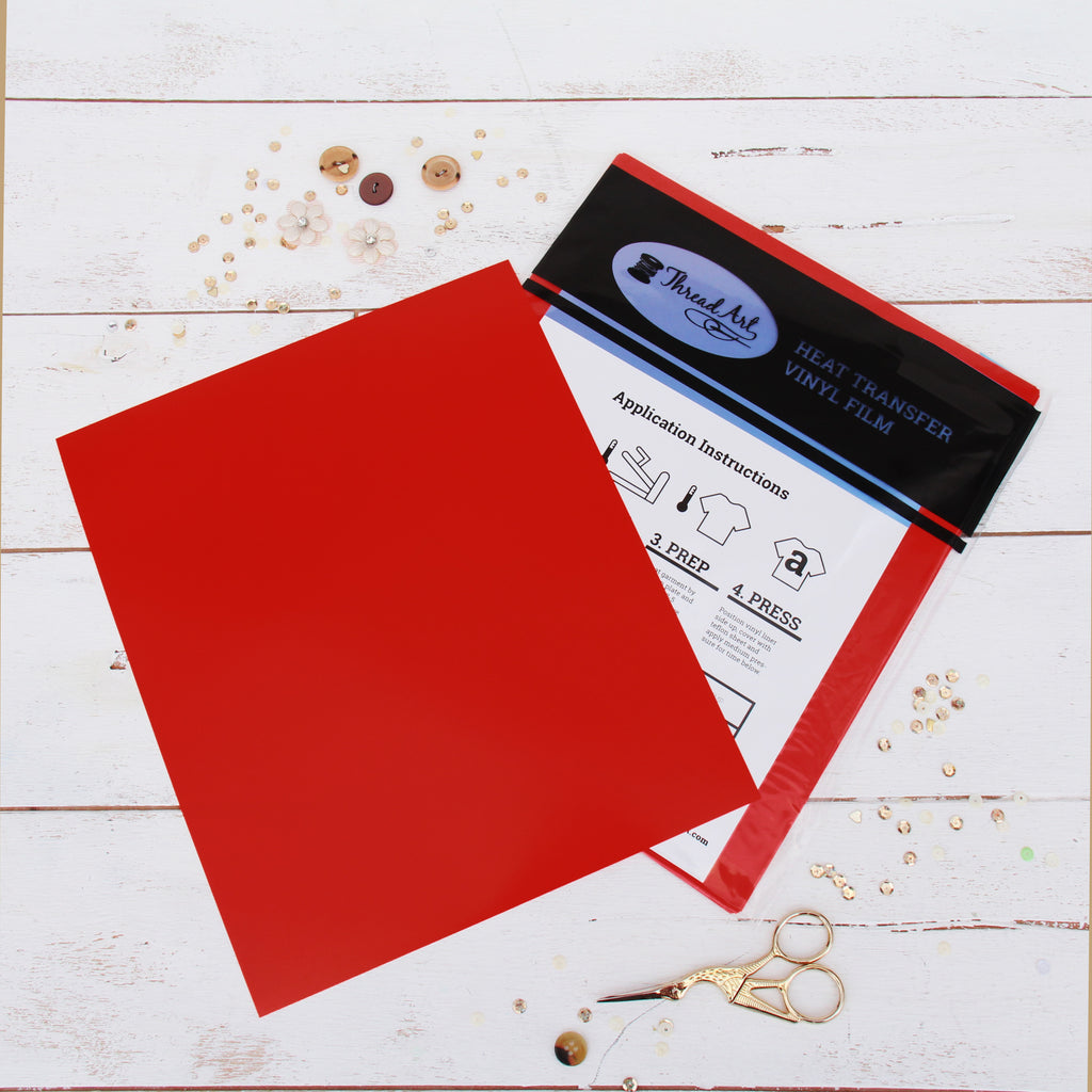 Red Iron On Vinyl - Heat Transfer Pack of Sheets —