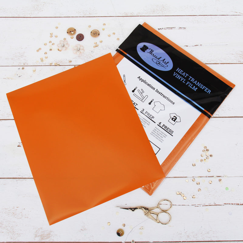 Yellow-Orange Iron On Vinyl - Heat Transfer Pack of  Sheets - Threadart.com