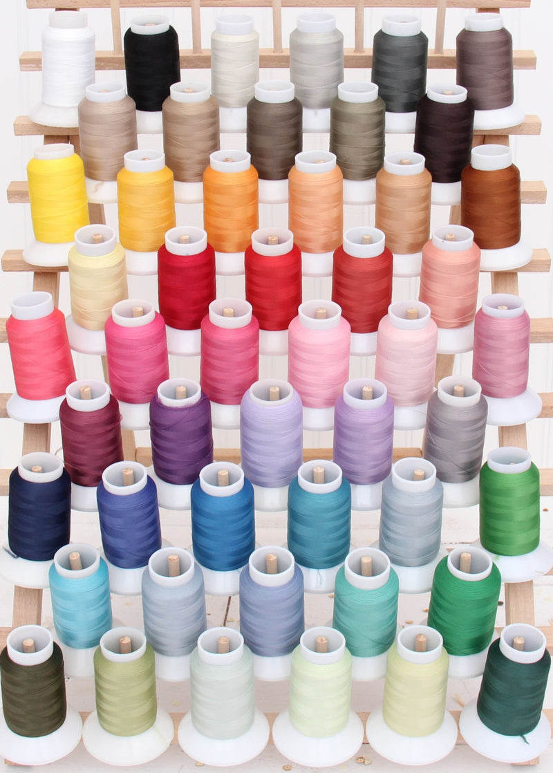50 Colors of Wooly Nylon Thread Set - 1000 Meter Spools - Threadart.com