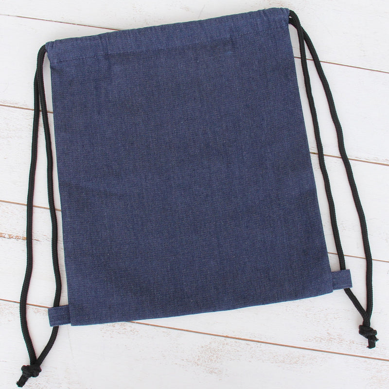 Set of 3 Cotton Drawstring Tote Bag - Denim - Threadart.com
