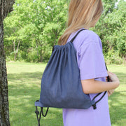 Set of 3 Cotton Drawstring Tote Bag - Denim - Threadart.com