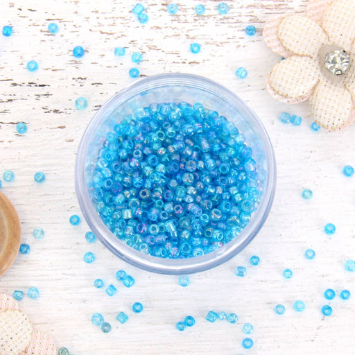Aqua Glass Seed Beads, Size 12, Round - Threadart.com