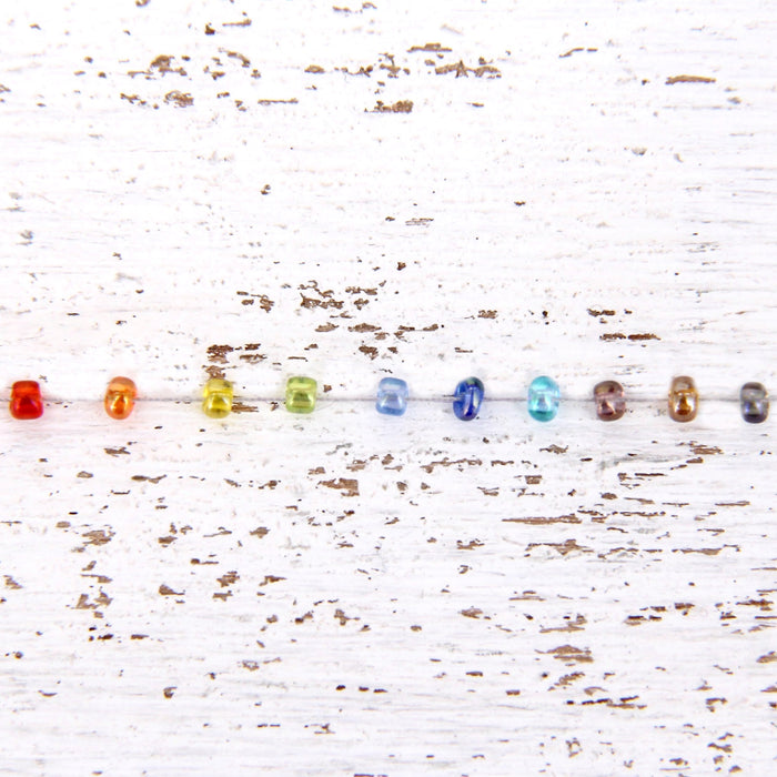 16 Color Set of Glass Seed Beads - Size 12, Round 2mm - Threadart.com