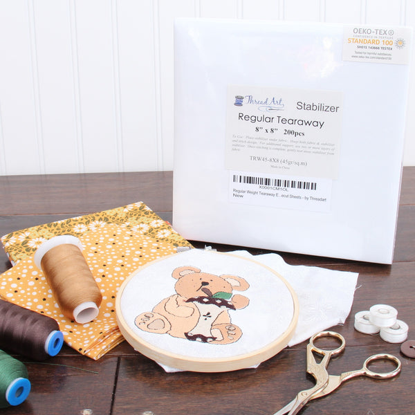 Regular Tearaway Embroidery Stabilizer - 8x8 200 Precut Sheets - Threadart.com
