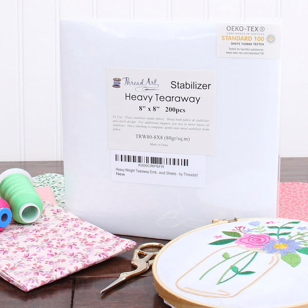 Heavy Tearaway Embroidery Stabilizer - 8x8 200 precut sheets - Threadart.com