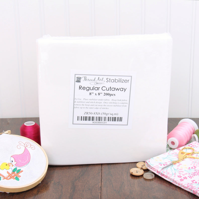 Regular Cutaway Embroidery Stabilizer - 8x8 200 Precut Sheets - Threadart.com