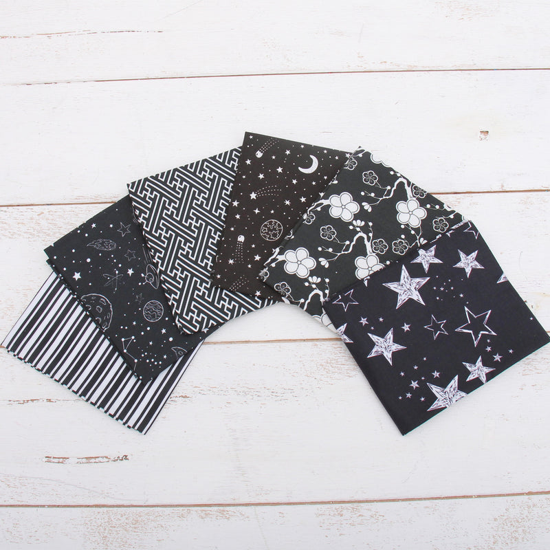 Six Fat Quarter Bundle - Black Color Builder Set - Threadart.com