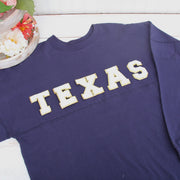 26 Blue Iron On Chenille Letter Patches - Full Alphabet - Large 8 cm Chenille with Gold Glitter - Threadart.com