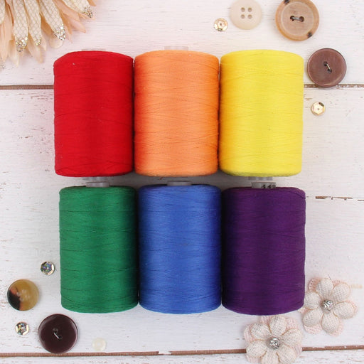 Cotton Quilting Thread Set - 6 Rainbow Tones - 1000 Meters - Threadart.com