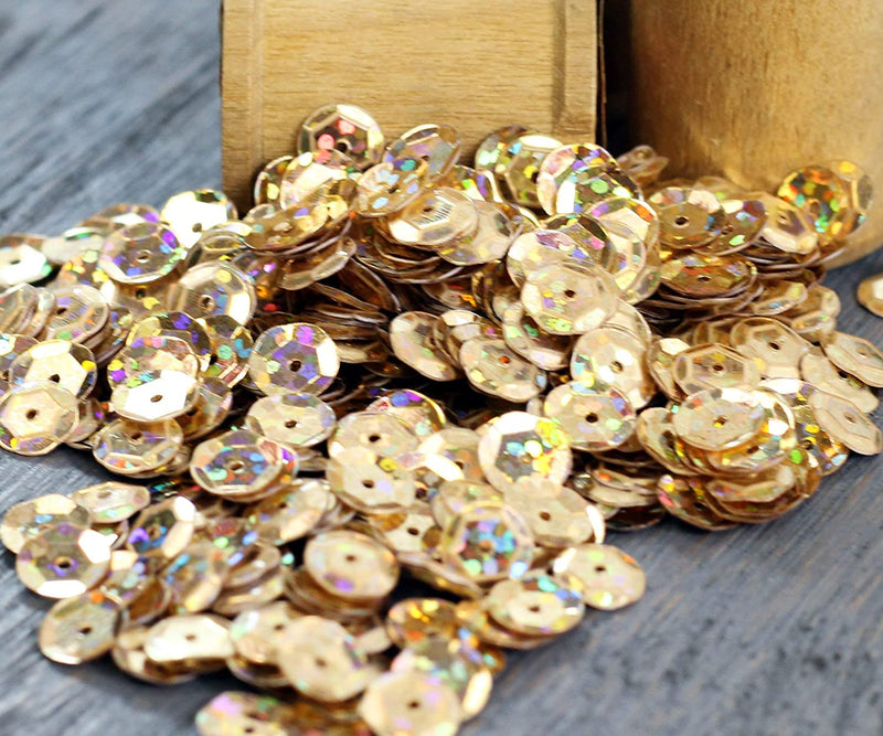 Loose Cup Hologram Sequins - 4mm - Orange - 5 Gross - Threadart.com