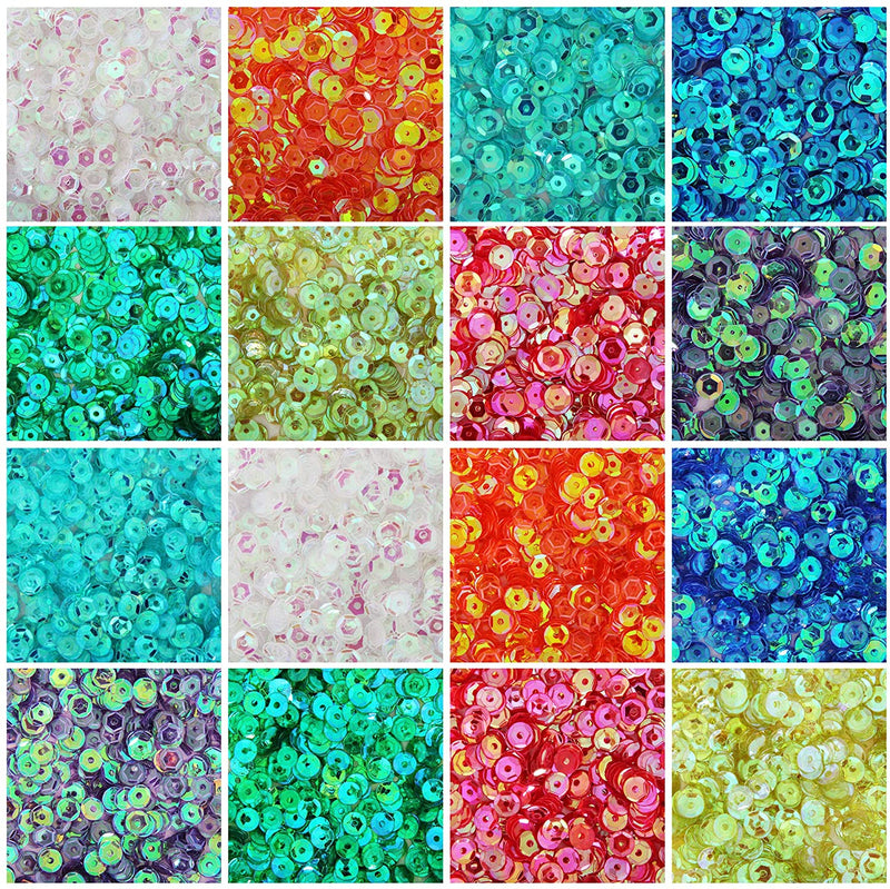 Loose Cup Iridescent Sequins - 4mm - Sapphire - 5 Gross - Threadart.com