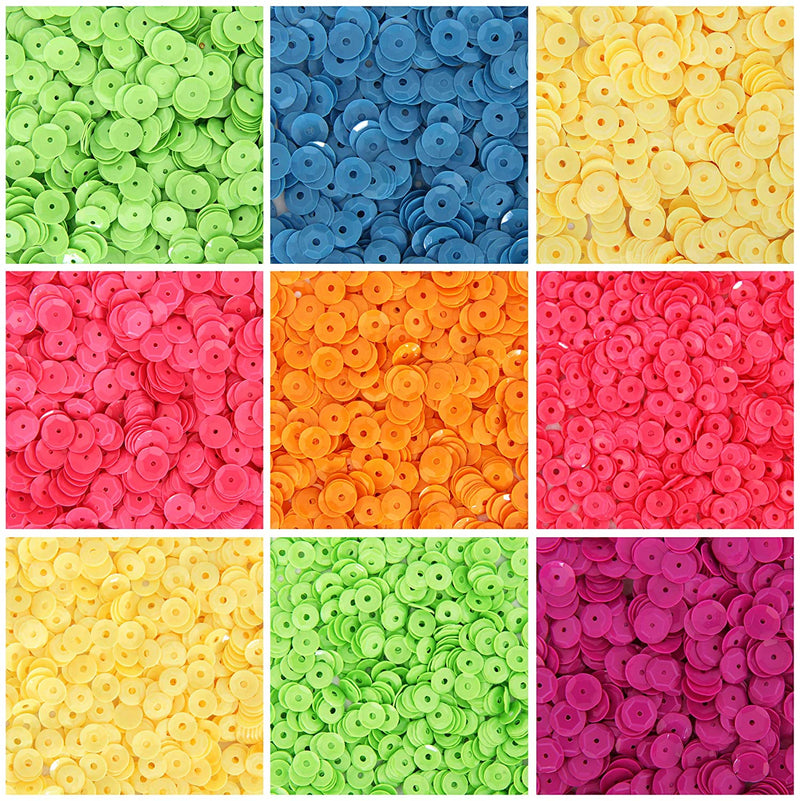 Loose Cup Neon Sequins - 6mm - Orange - 5 Gross - Threadart.com