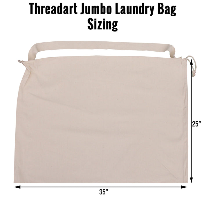 Six Pack of Laundry Bag Duffle Bags Jumbo 25”X35” Drawstring Cotton Canvas with Strap - Threadart.com