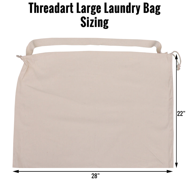 Laundry Bag Duffle Bag Jumbo 25”X35” Drawstring 100% Sturdy Cotton Canvas with Strap - Threadart.com