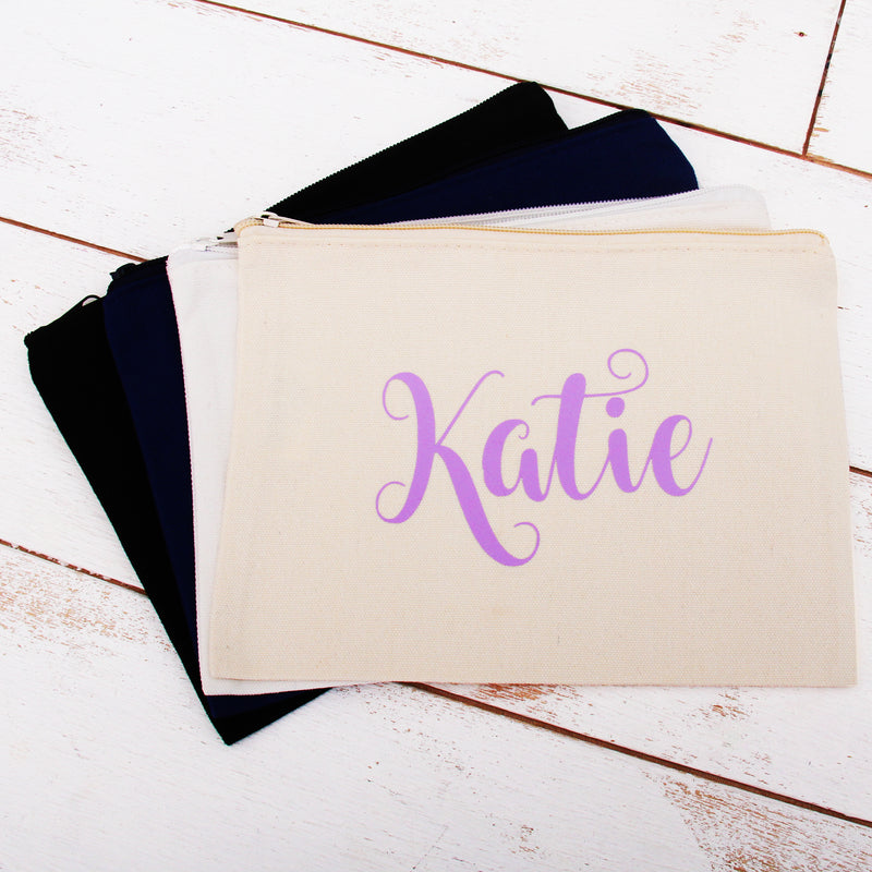 Blank Large Canvas  Pouch With Zipper - Navy- For Pencils, Makeup, Crafts and More - Threadart.com
