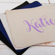 Blank Large Canvas  Pouch With Zipper - Navy- For Pencils, Makeup, Crafts and More - Threadart.com
