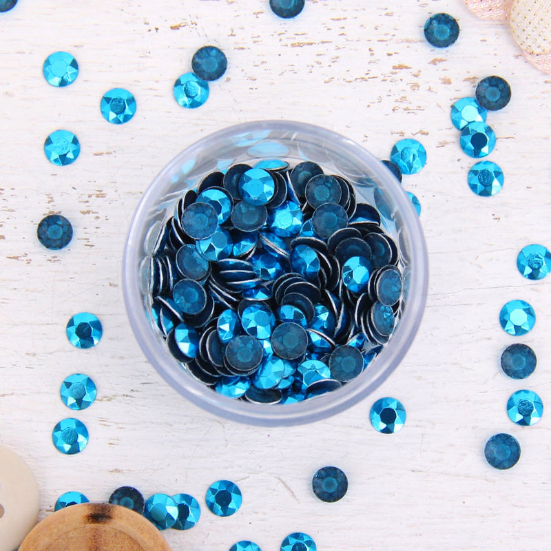Hot Fix Metallic Rhinestones 4mm Blue Zircon - 4 gross - Threadart.com
