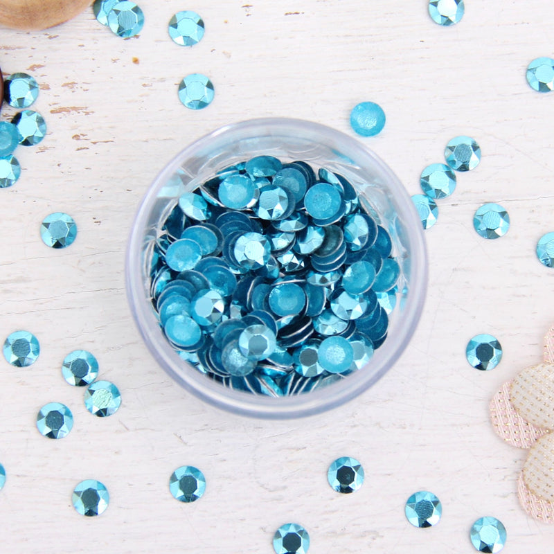 Hot Fix Metallic Rhinestones 6mm Lt. Sapphire - 1 gross - Threadart.com