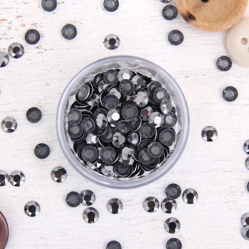 Hot Fix Metallic Rhinestones 6mm Smoked Topaz - 1 gross - Threadart.com