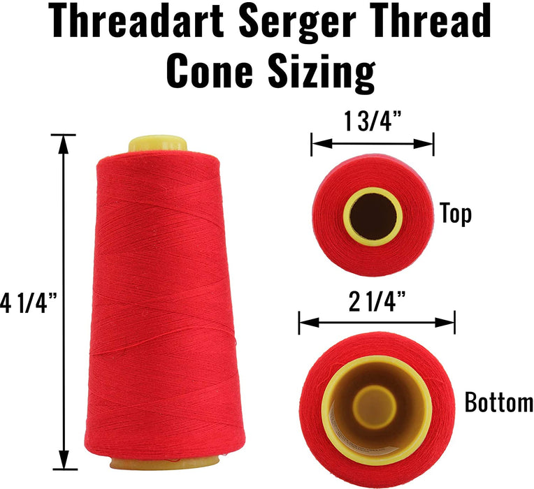 Four Cone Set of Polyester Serger Thread - Pine Green 225 - 2750 Yards Each