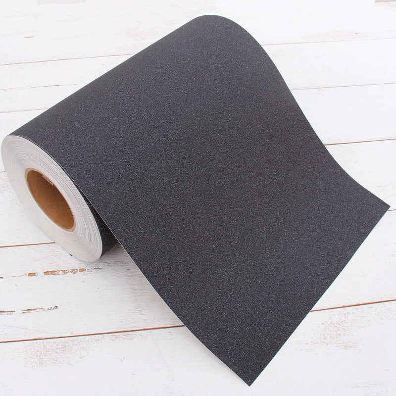 Black Glitter Vinyl Peel and Stick Paper Self Adhesive 12" Wide - Threadart.com