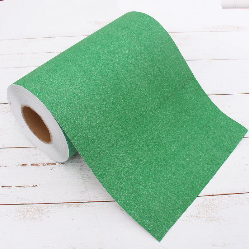 Green Glitter Vinyl Peel and Stick Paper Self Adhesive 12" Wide - Threadart.com