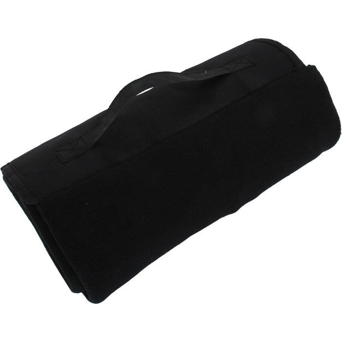 Travel Blanket with Carrying Strap Soft Fleece - Black - Threadart.com