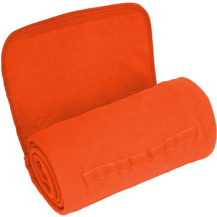 Travel Blanket with Carrying Strap Soft Fleece- Orange - Threadart.com