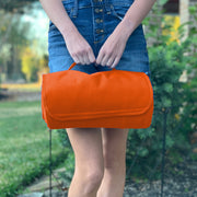 Travel Blanket with Carrying Strap Soft Fleece- Orange - Threadart.com