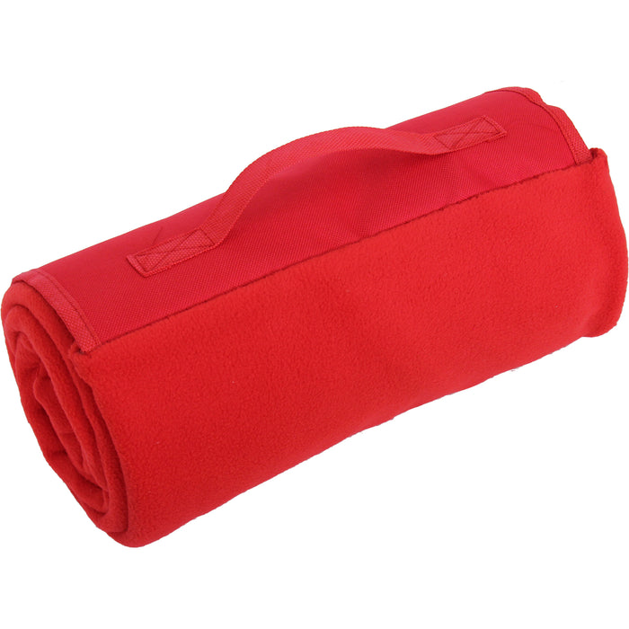Travel Blanket with Carrying Strap Soft Fleece - Red - Threadart.com