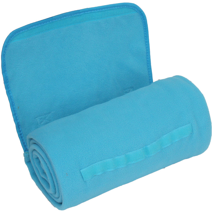 Travel Blanket with Carrying Strap Soft Fleece - Turquoise - Threadart.com