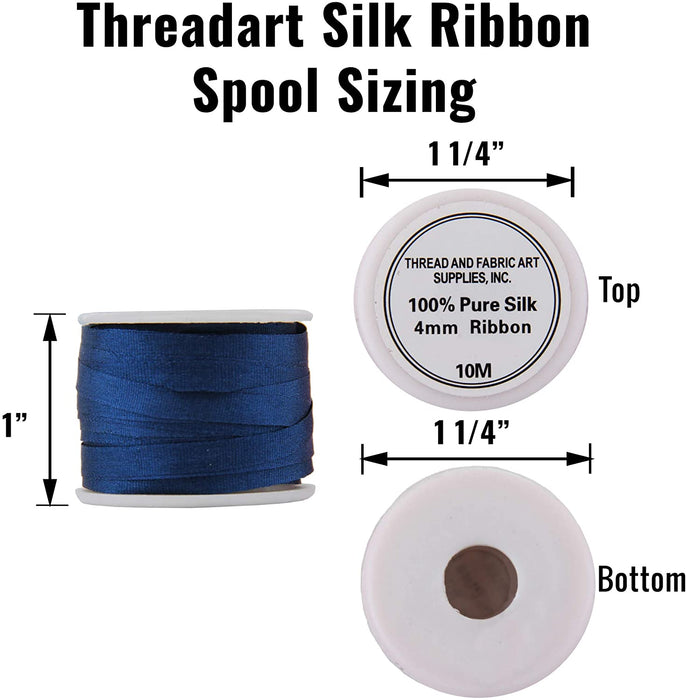 Silk Ribbon 4mm Med Blue x 10 Meters No. 585 - Threadart.com