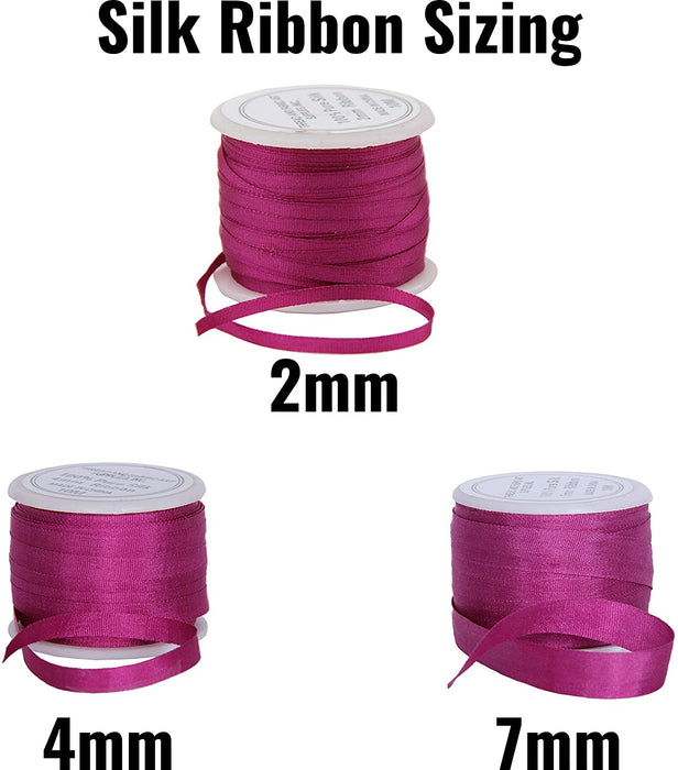 2mm Silk Ribbon Set - Red/Pink Shades - Four Spool Collection - Threadart.com
