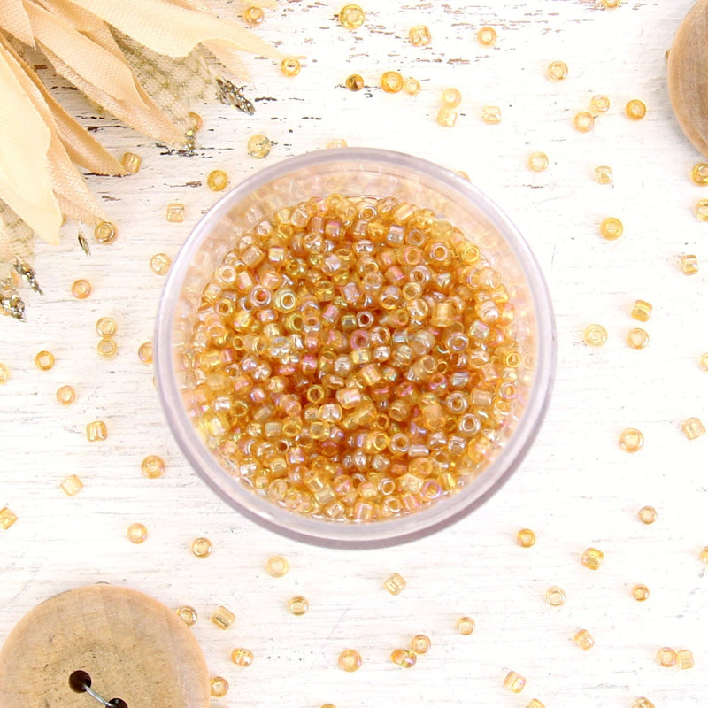 Light Gold Glass Seed Beads, Size 12, Round - Threadart.com