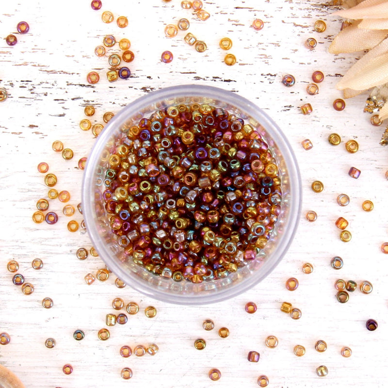 Rich Bronze Glass Seed Beads, Size 12, Round - Threadart.com