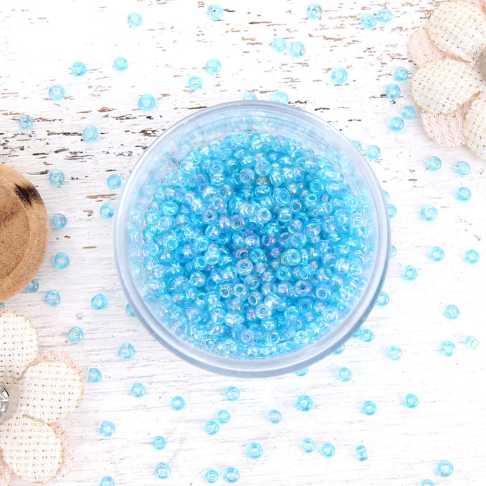 Bright Aqua Glass Seed Beads, Size 12, Round - Threadart.com