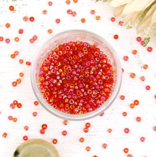 Red Glass Seed Beads, Size 12, Round - Threadart.com
