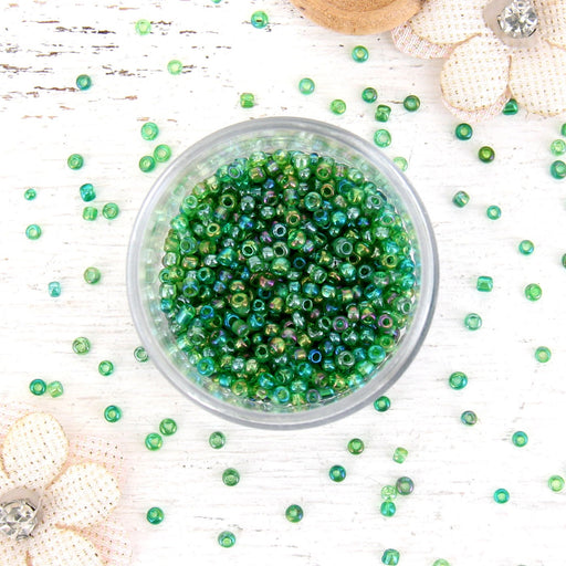 Bright Green Glass Seed Beads, Size 12, Round - Threadart.com
