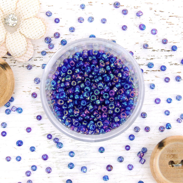 Royal Blue Glass Seed Beads, Size 12, Round - Threadart.com
