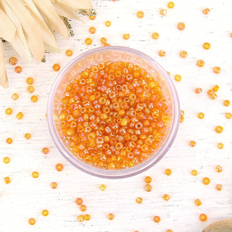 Tangerine Glass Seed Beads, Size 12, Round - Threadart.com