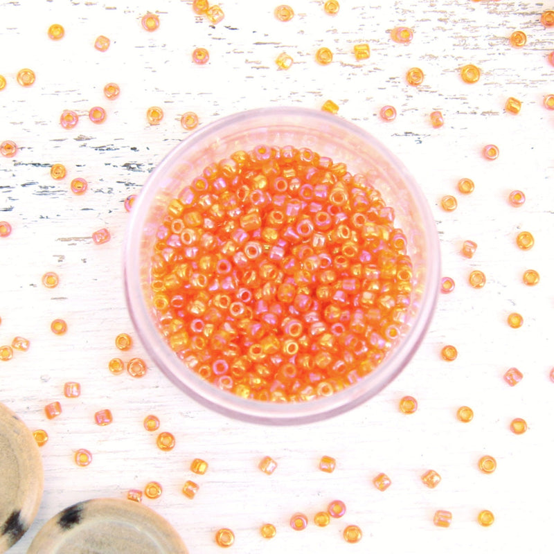 Orange Glass Seed Beads, Size 12, Round - Threadart.com