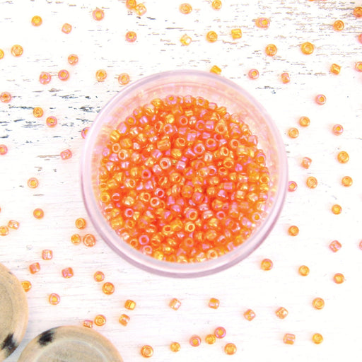 Orange Glass Seed Beads, Size 12, Round - Threadart.com