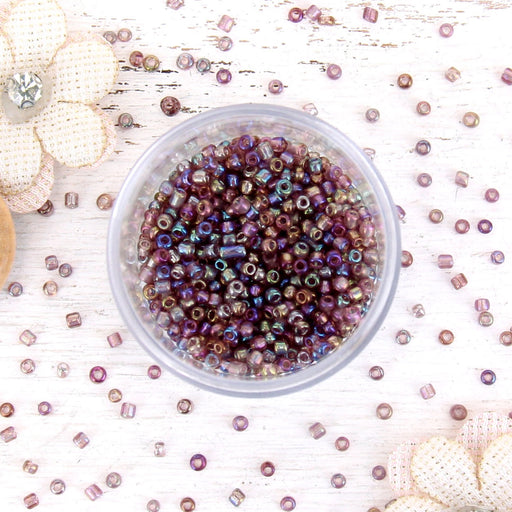 Light AB Glass Seed Beads, Size 12, Round - Threadart.com