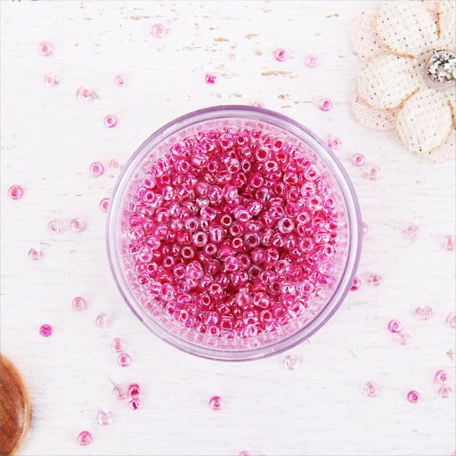 Pink Glass Seed Beads, Size 12, Round - Threadart.com